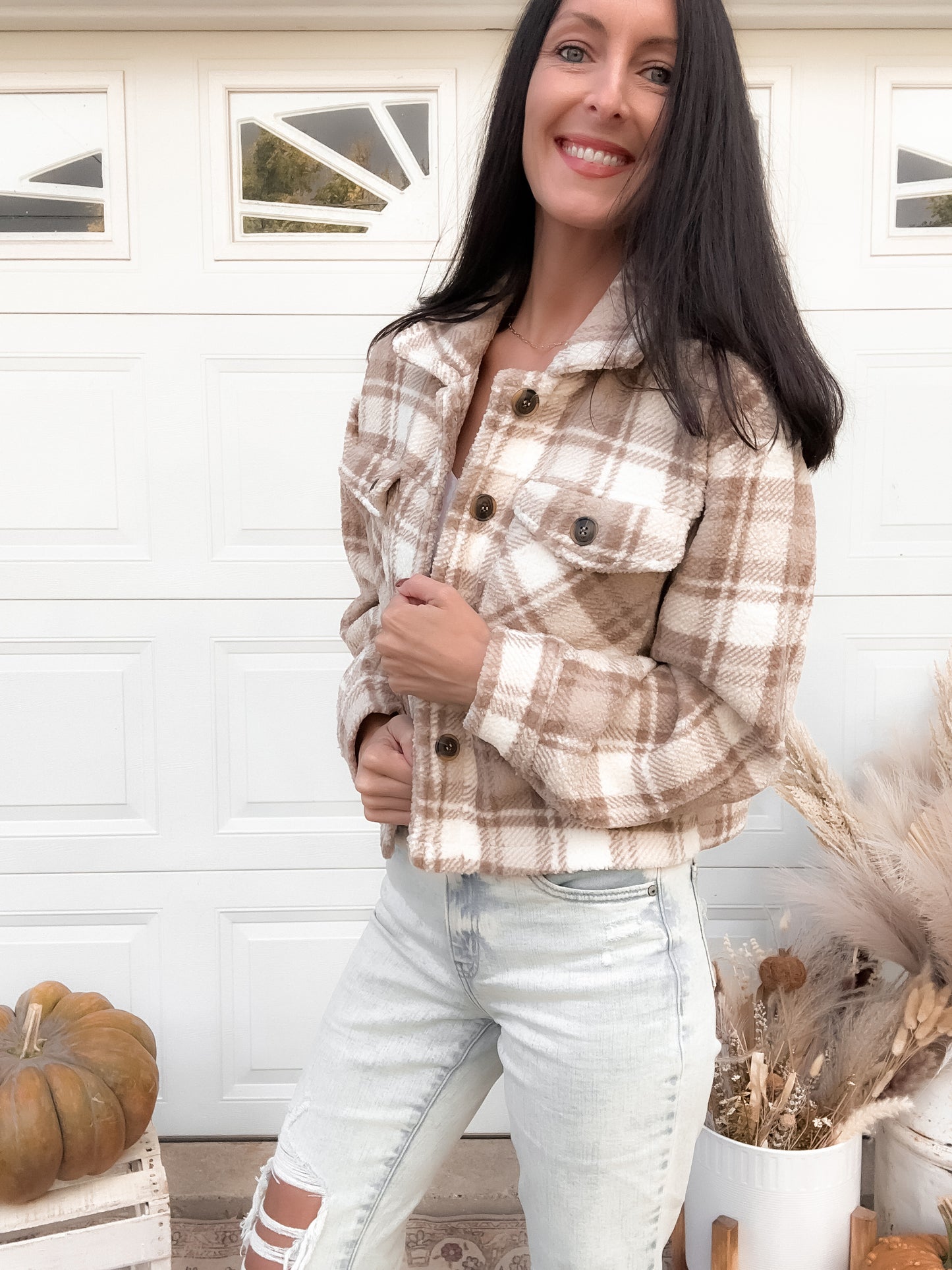 Soft Plaid Khaki Shacket