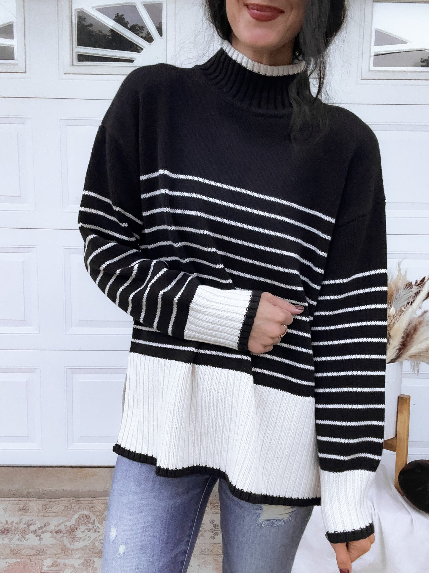 Stripe Sweater - Black + White