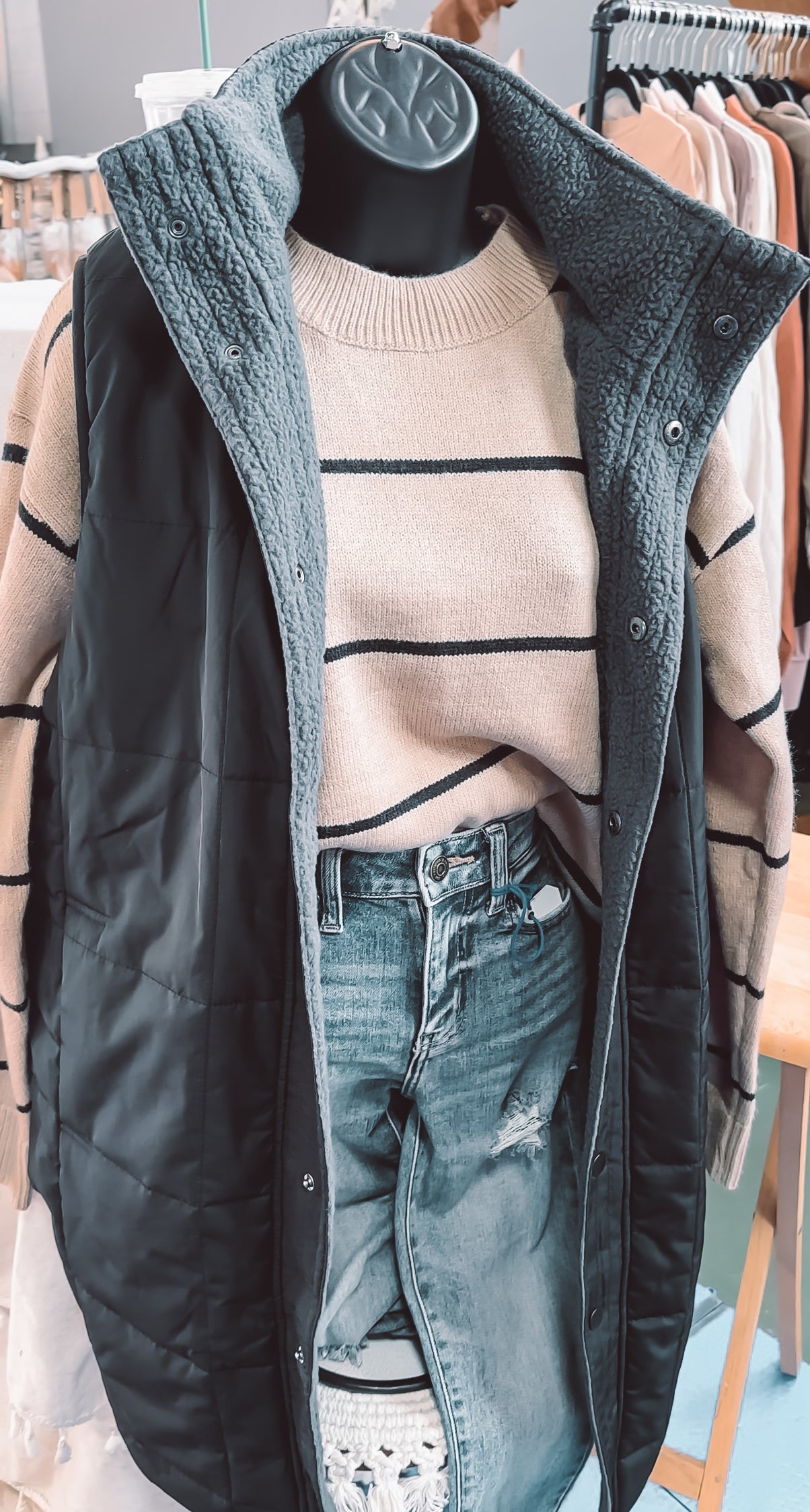 Sherpa-Lined Longline Vest