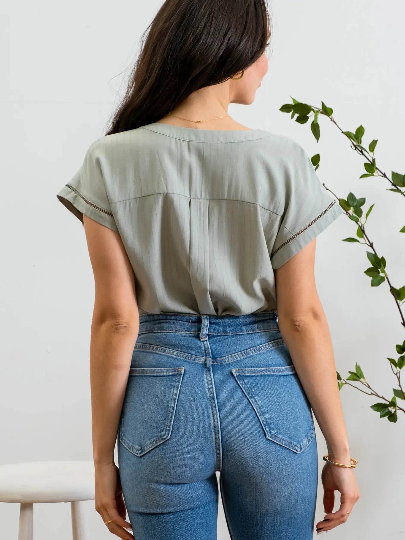 Pale Sage Blouse Top