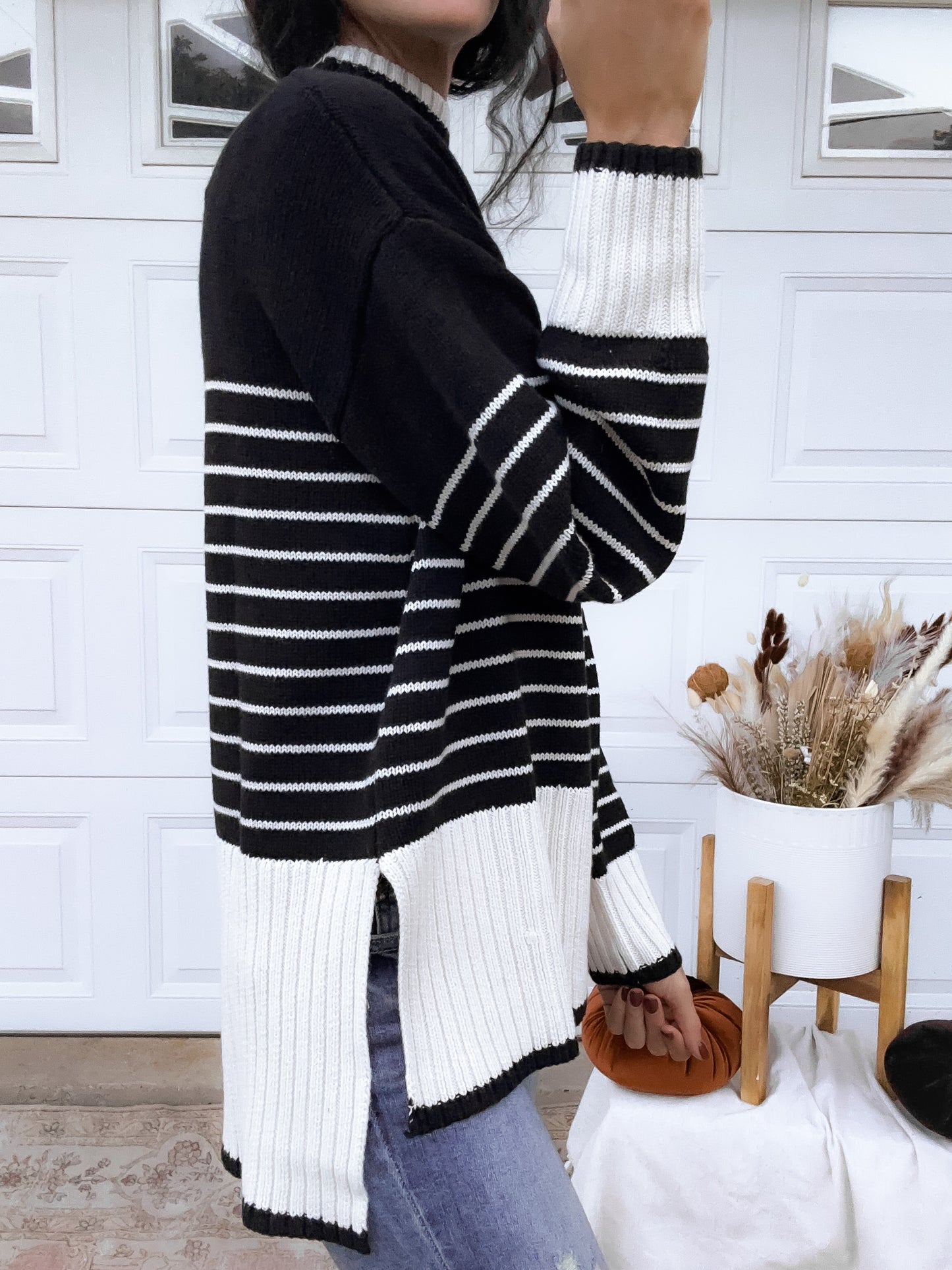 Stripe Sweater - Black + White