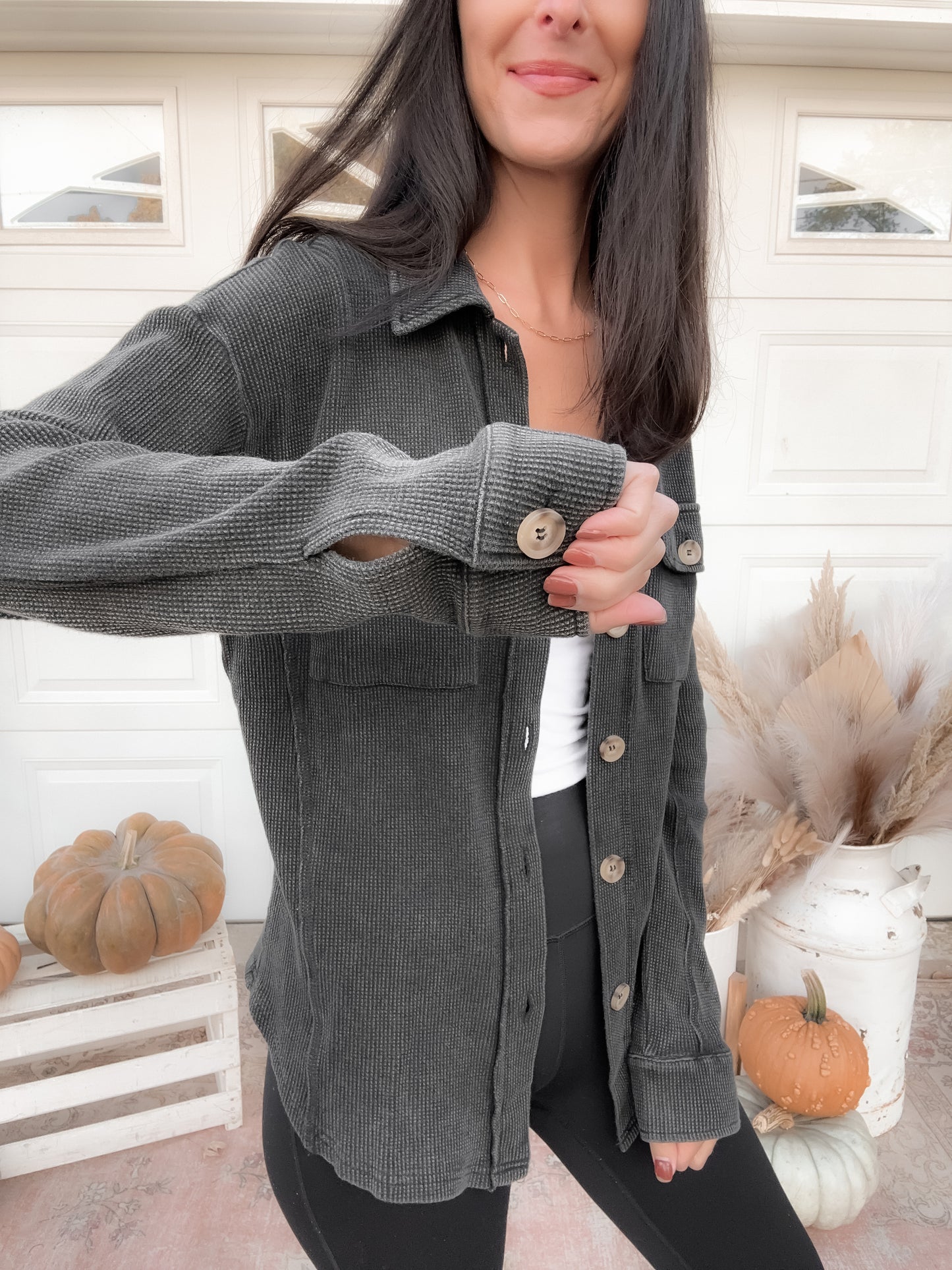 Snow Wash Effect Thermal Shacket