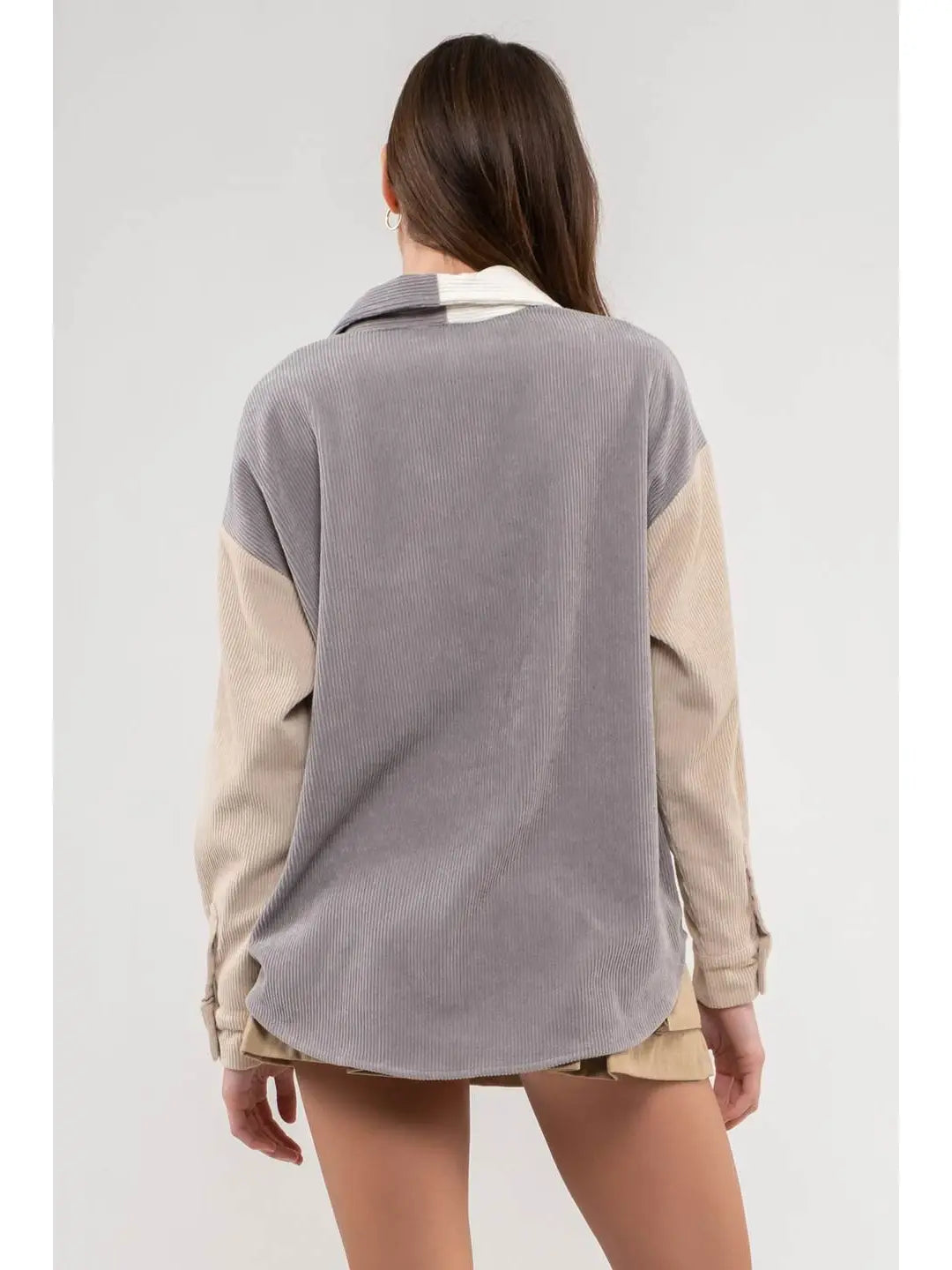 Color Block Corduroy Shacket