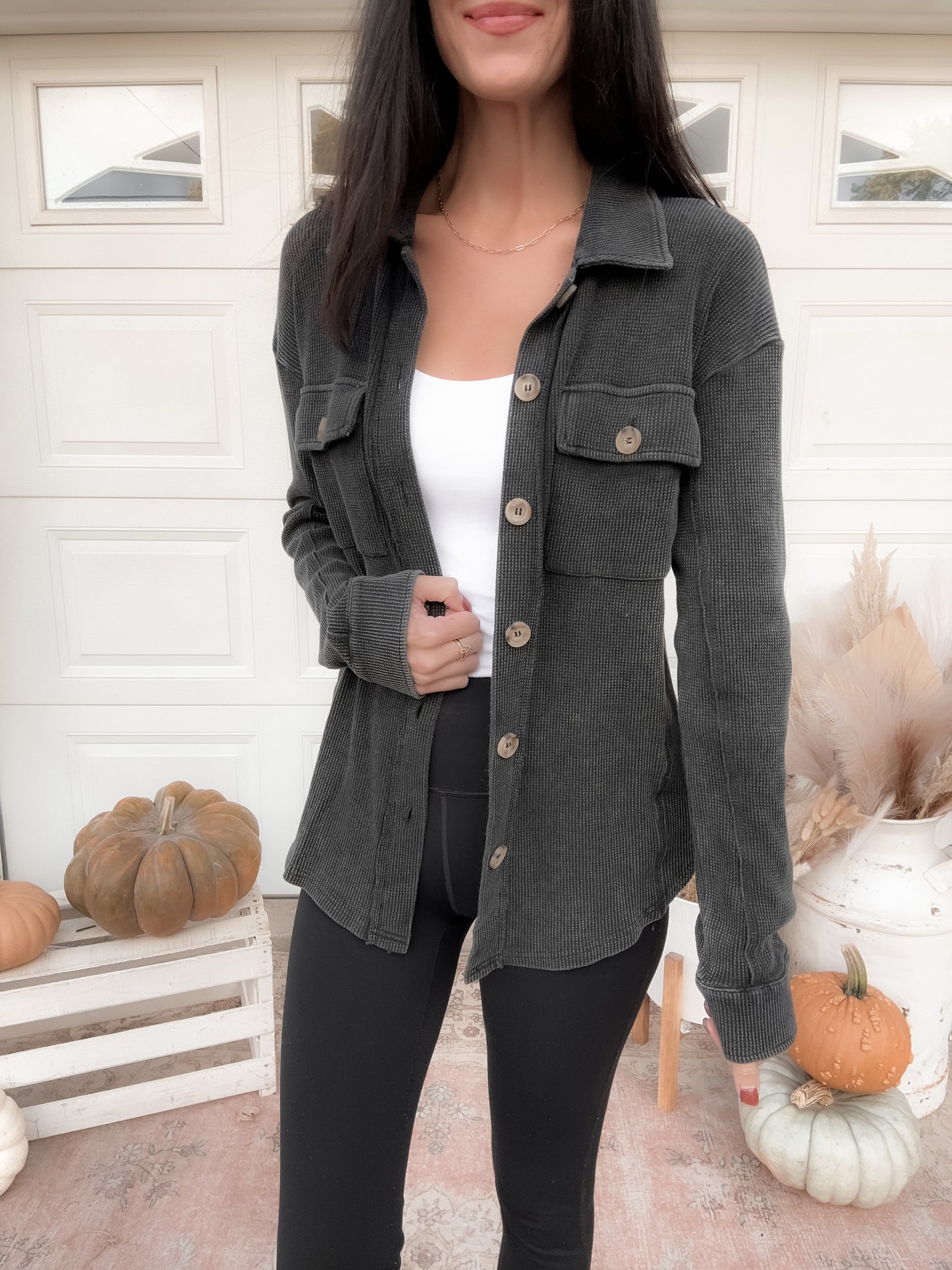 Snow Wash Effect Thermal Shacket