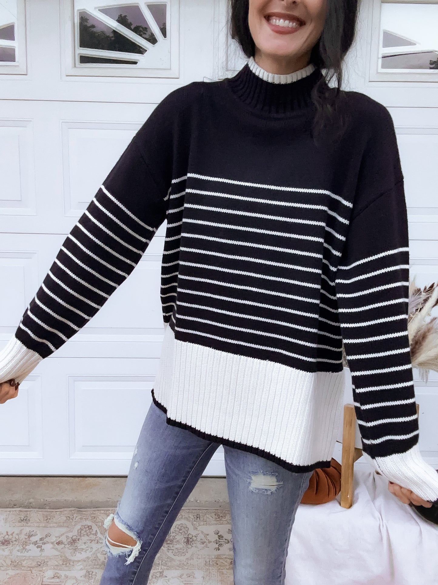 Stripe Sweater - Black + White