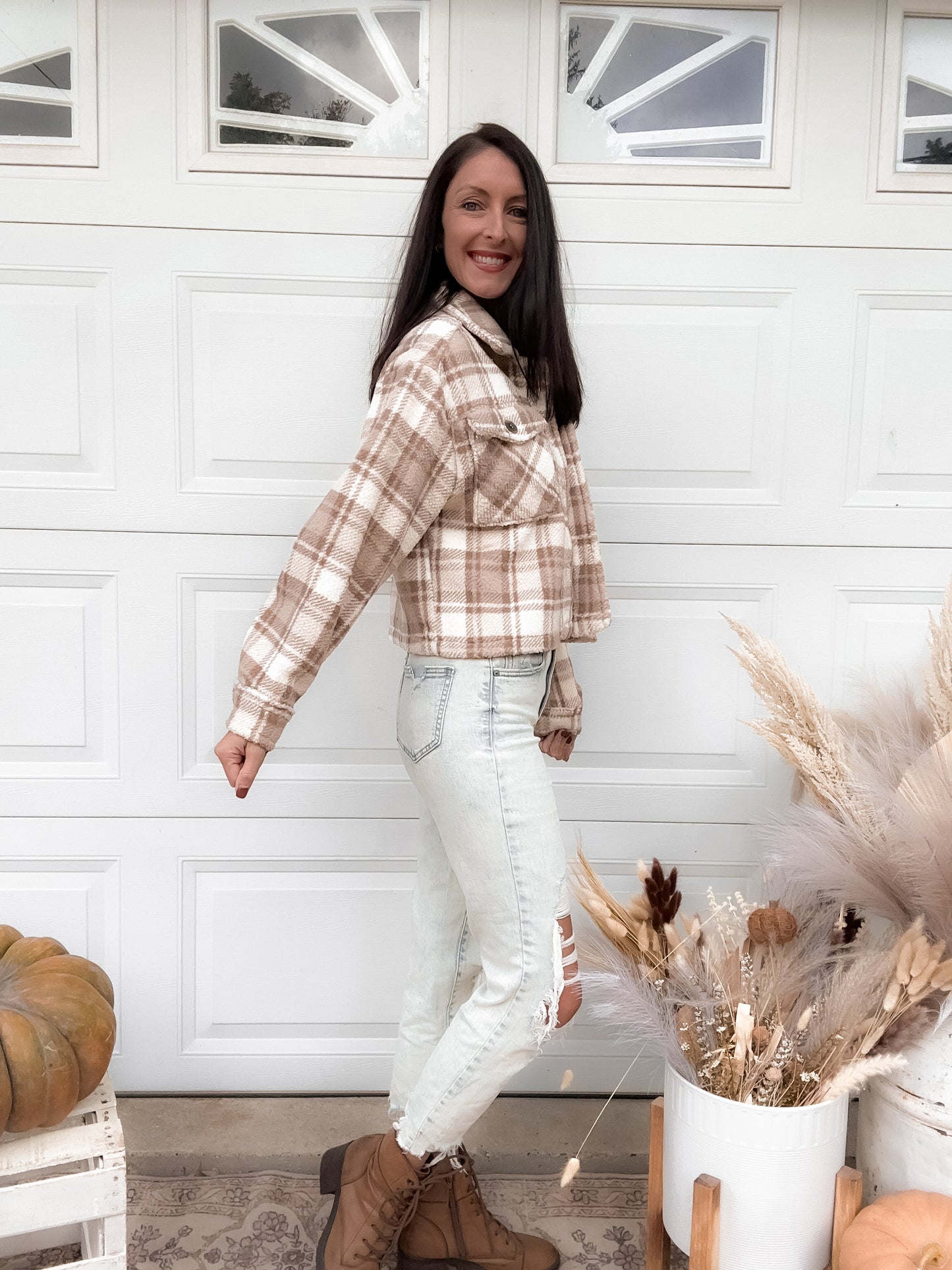 Soft Plaid Khaki Shacket