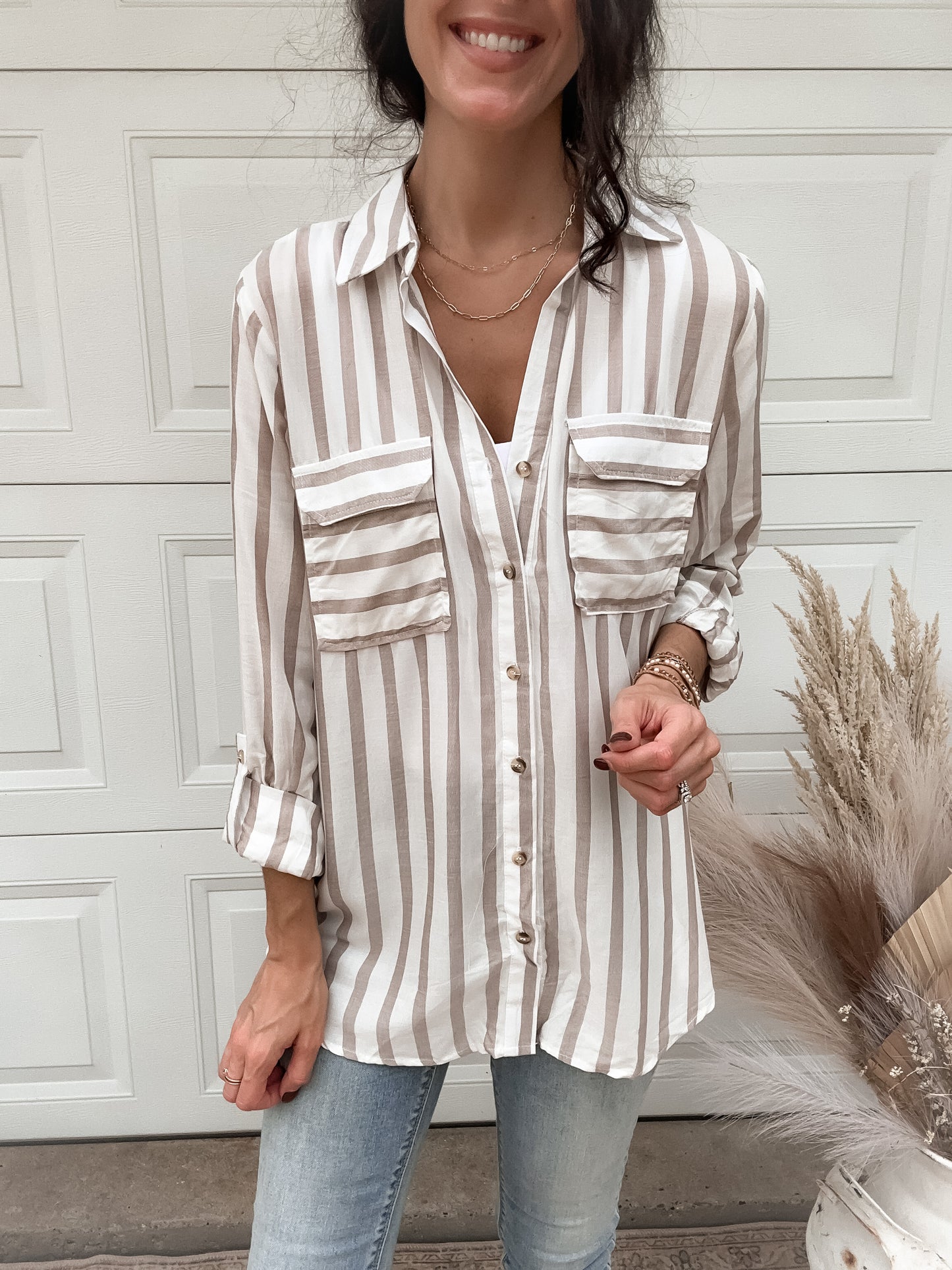 Madison Stripe Button UP