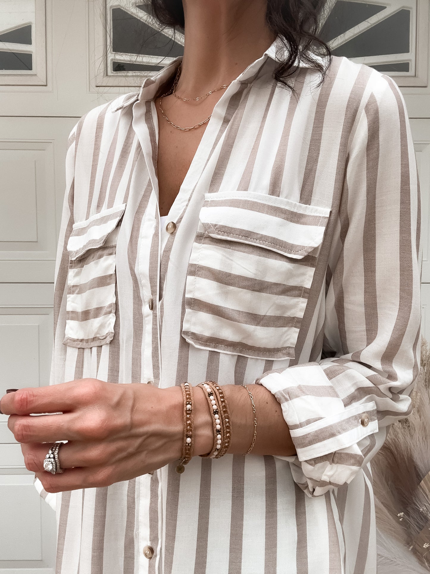 Madison Stripe Button UP