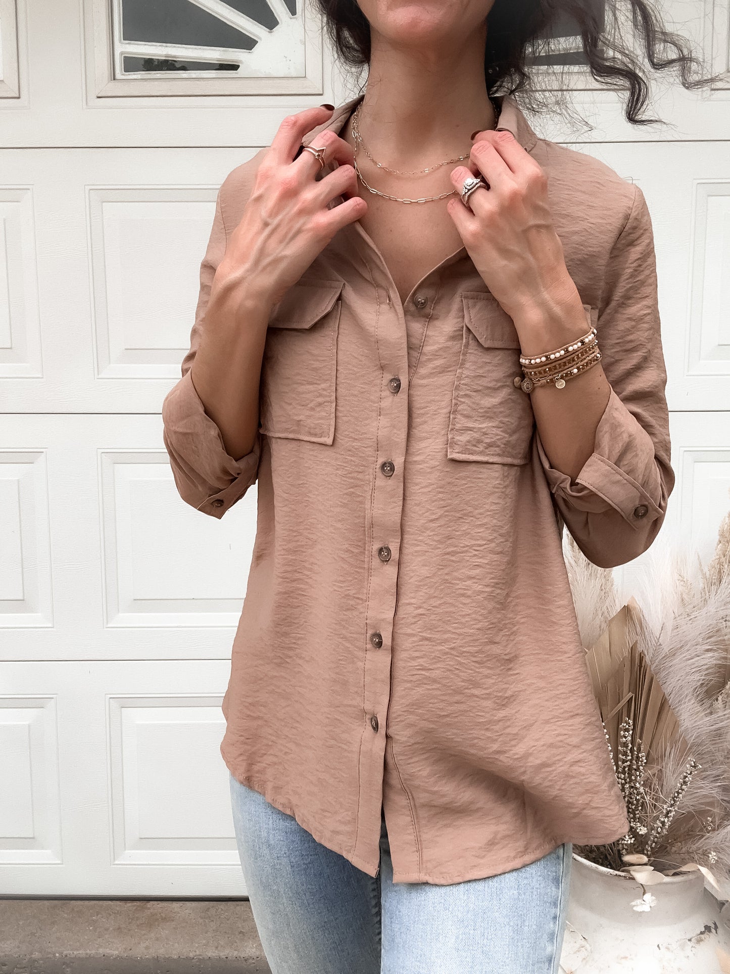 Long Sleeve Button Up - Mocha
