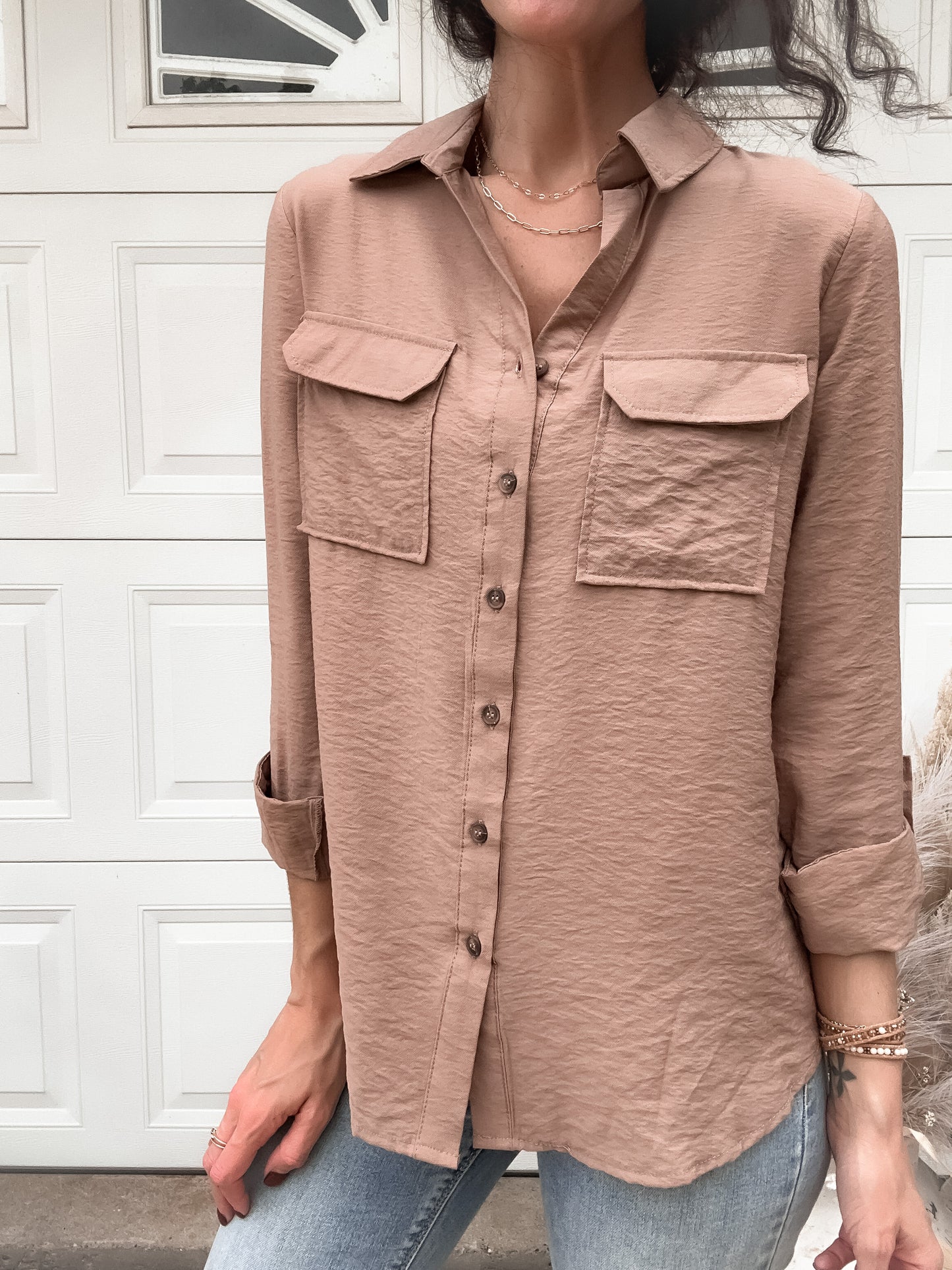 Long Sleeve Button Up - Mocha