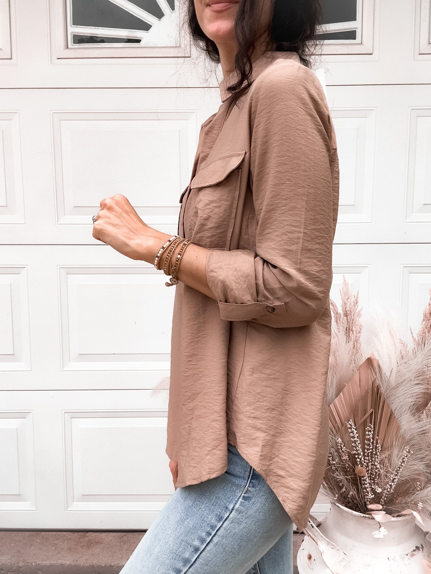 Long Sleeve Button Up - Mocha
