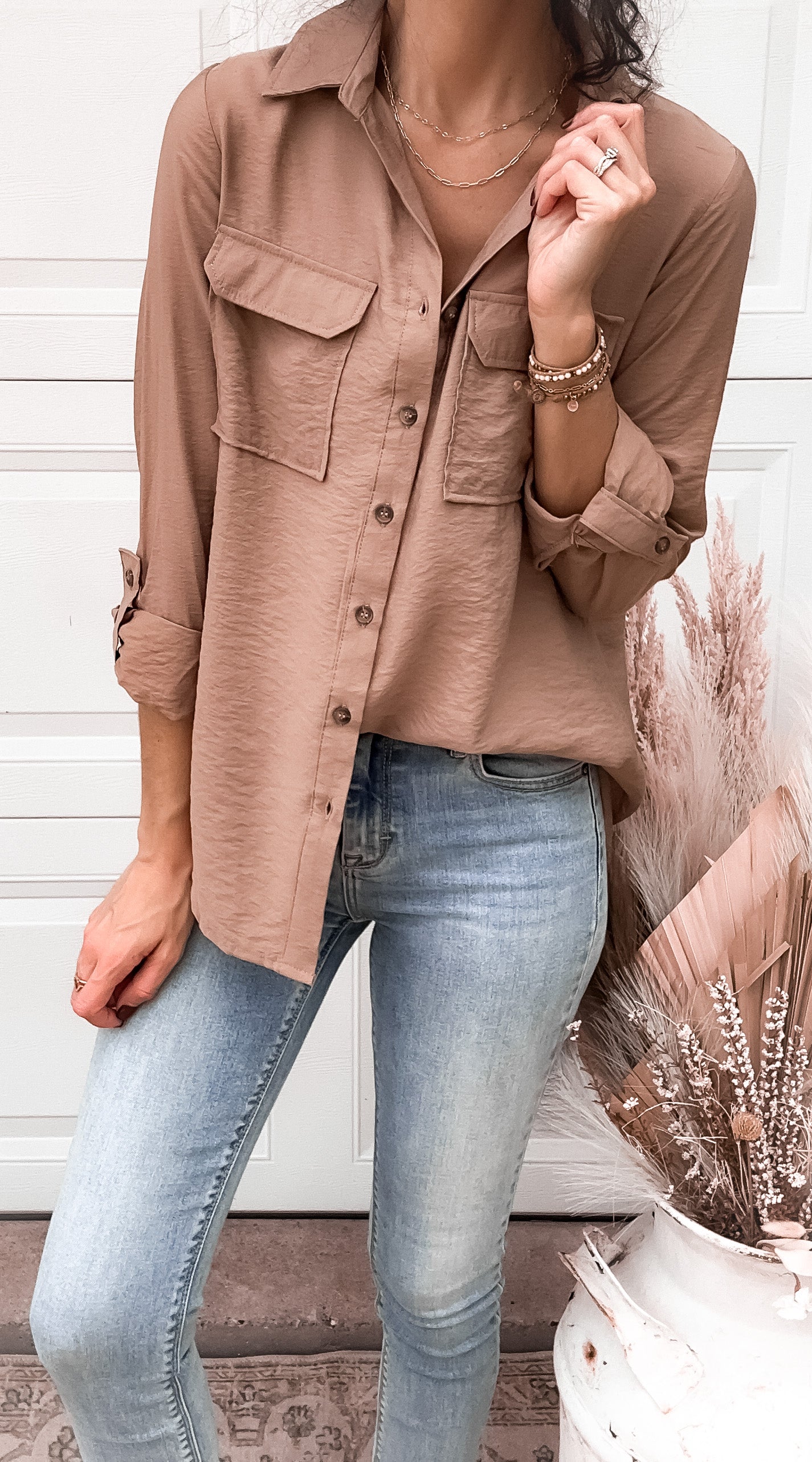 Long Sleeve Button Up - Mocha