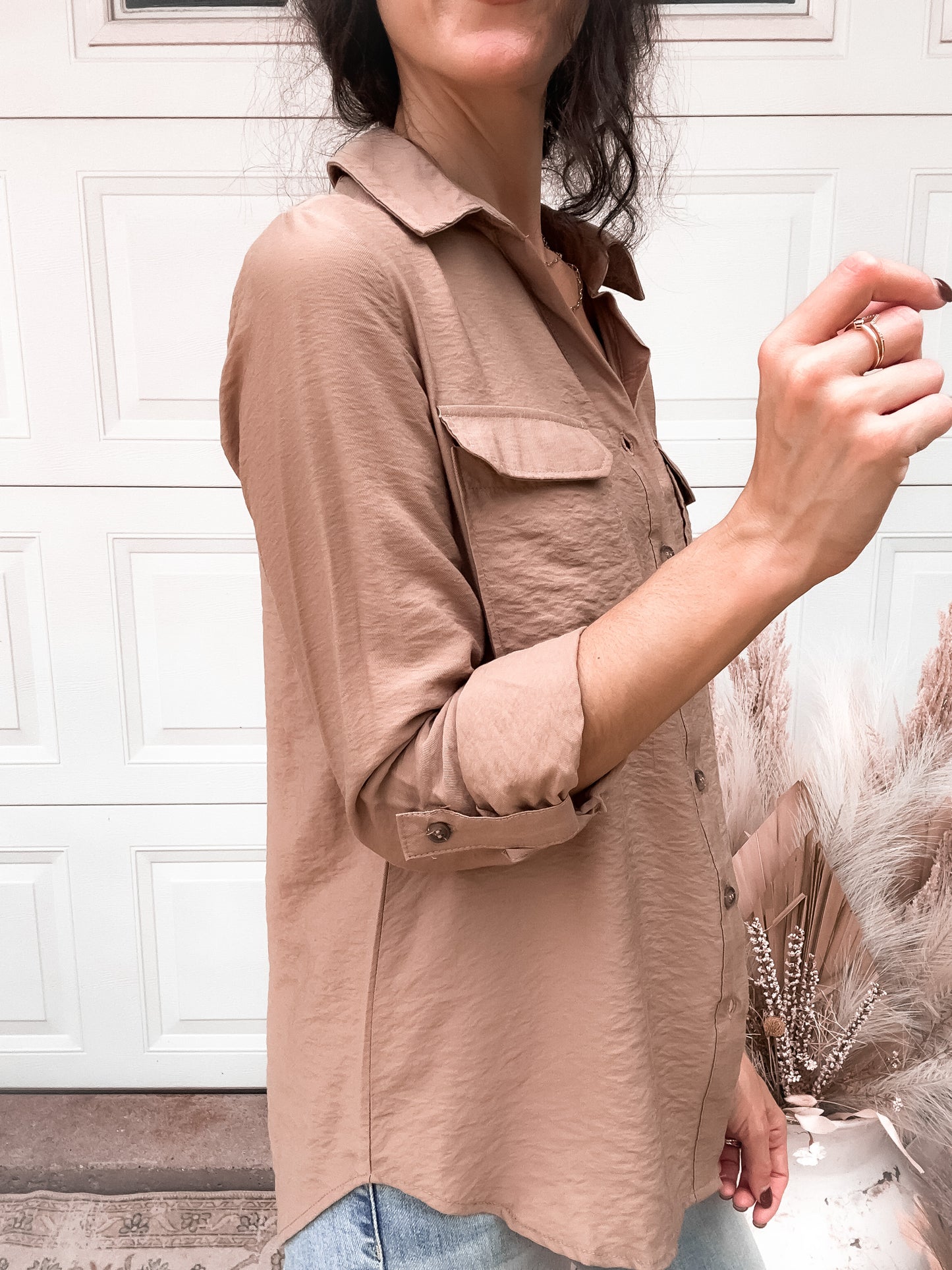 Long Sleeve Button Up - Mocha