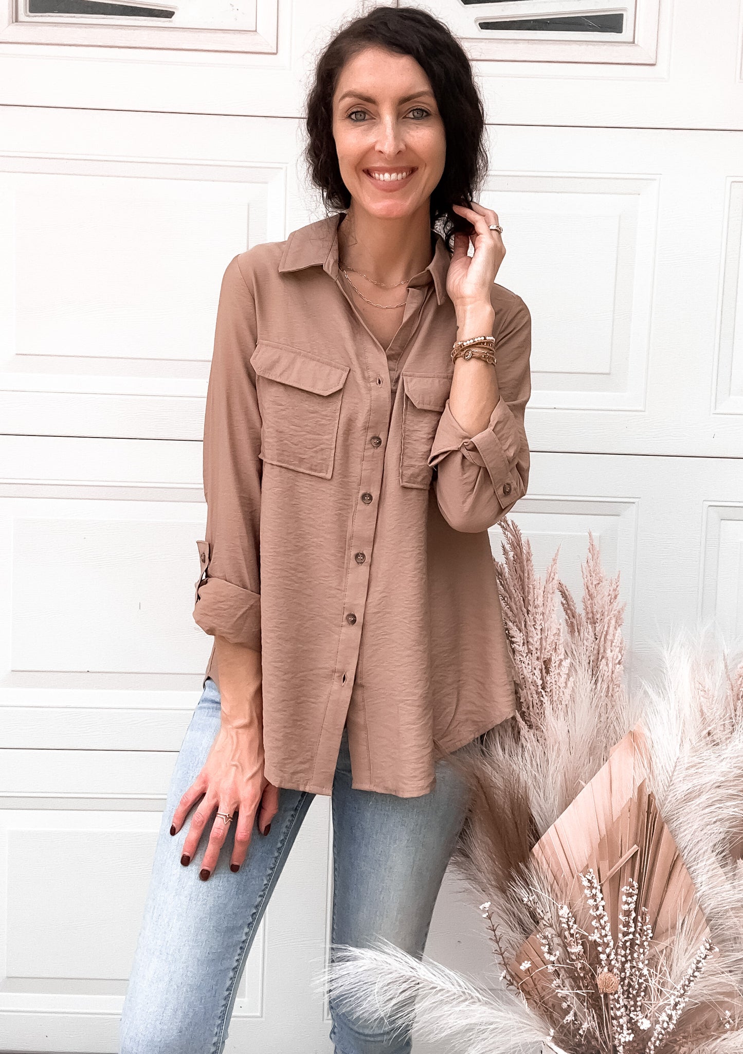 Long Sleeve Button Up - Mocha