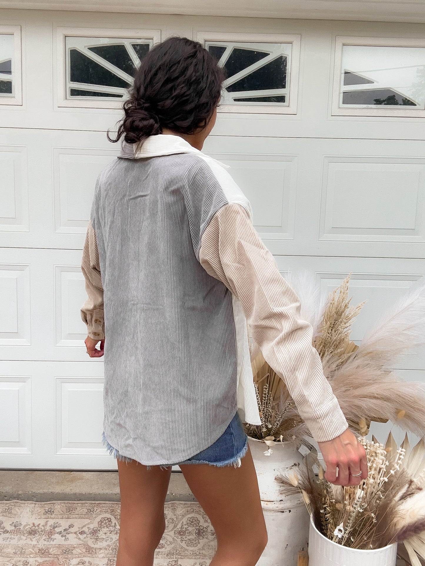 Color Block Corduroy Shacket