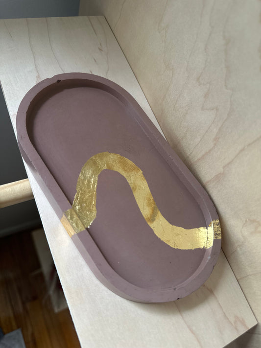 Oval Tray - Mocha With Gold