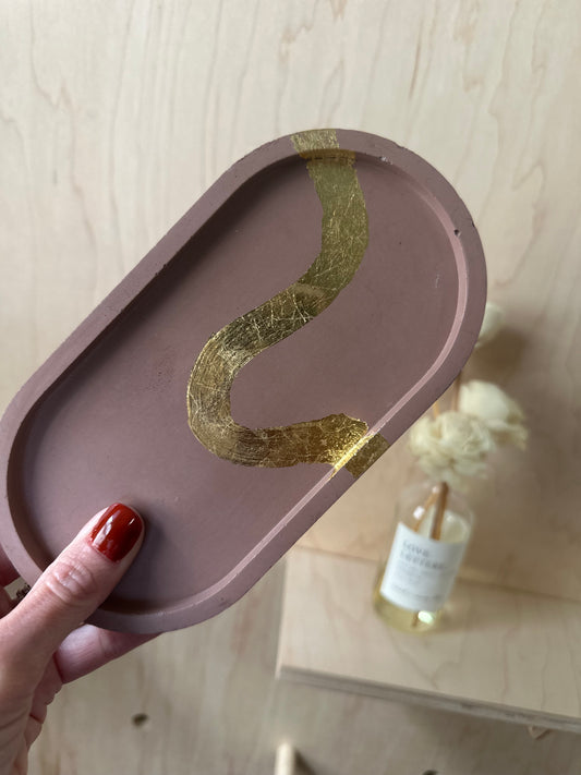 Oval Tray - Mocha With Gold