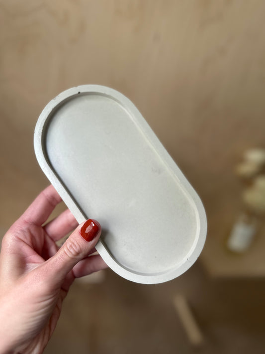 Oval Concrete Tray - Stone