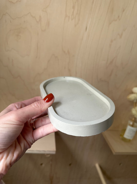 Oval Concrete Tray - Stone