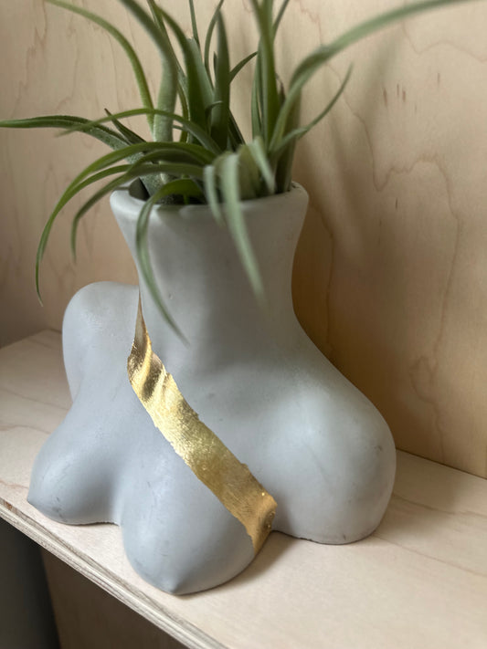 Vivian Bust Vase - Stone With Gold