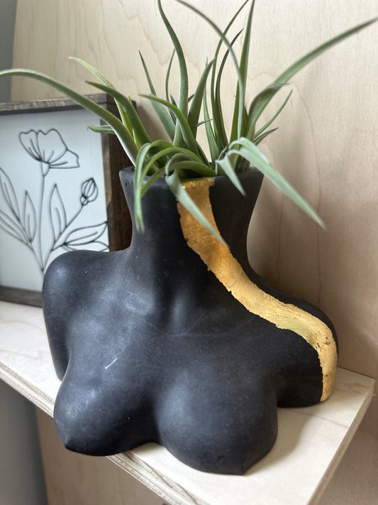 Vivian Bust Vase - Midnight With Gold