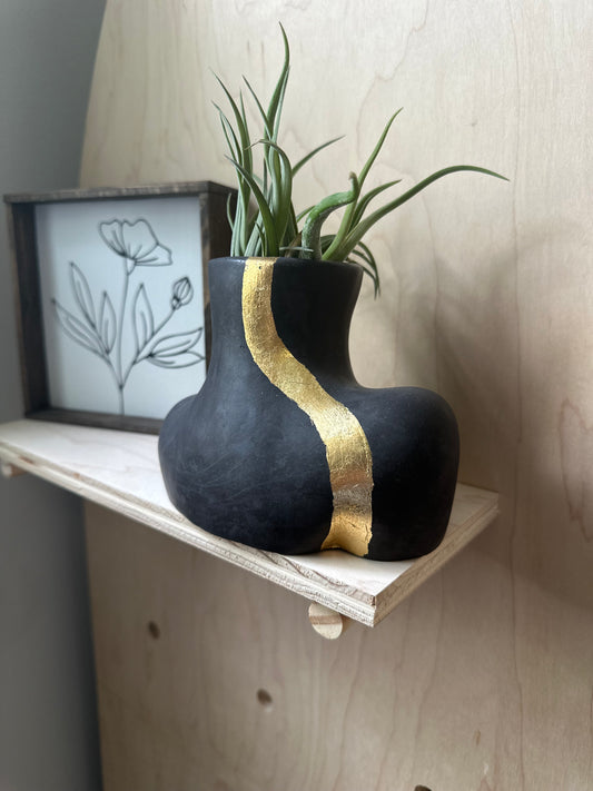 Vivian Bust Vase - Midnight With Gold
