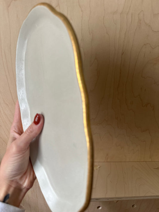 Oyster Tray - Stone With Gold