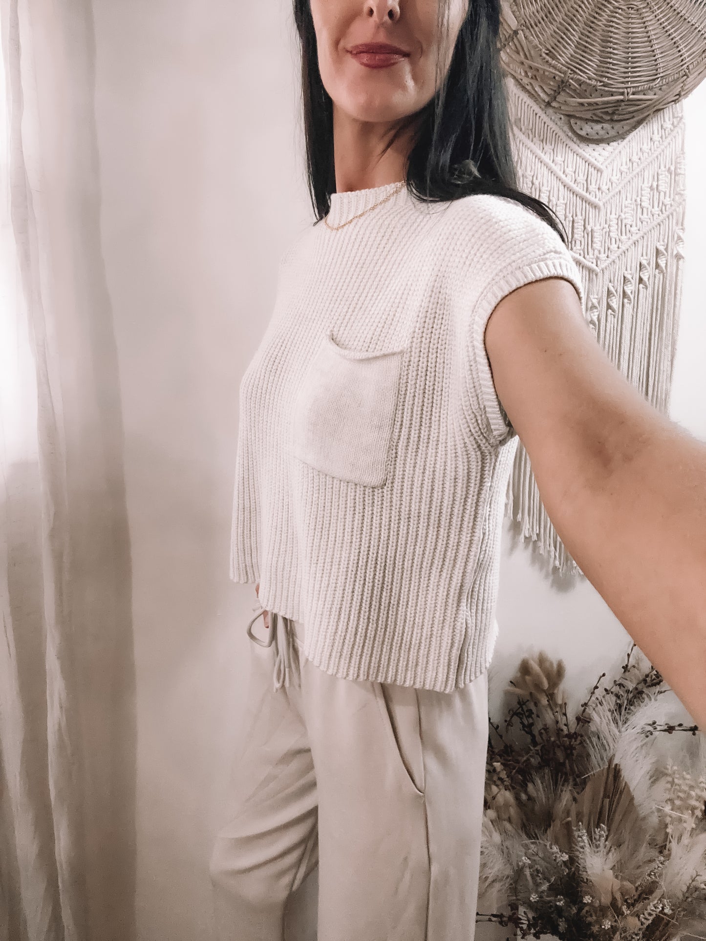 Stevie Sweater Knit Top - White