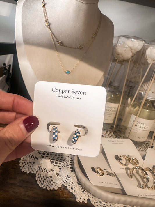 Blue & White Checkered Hoops