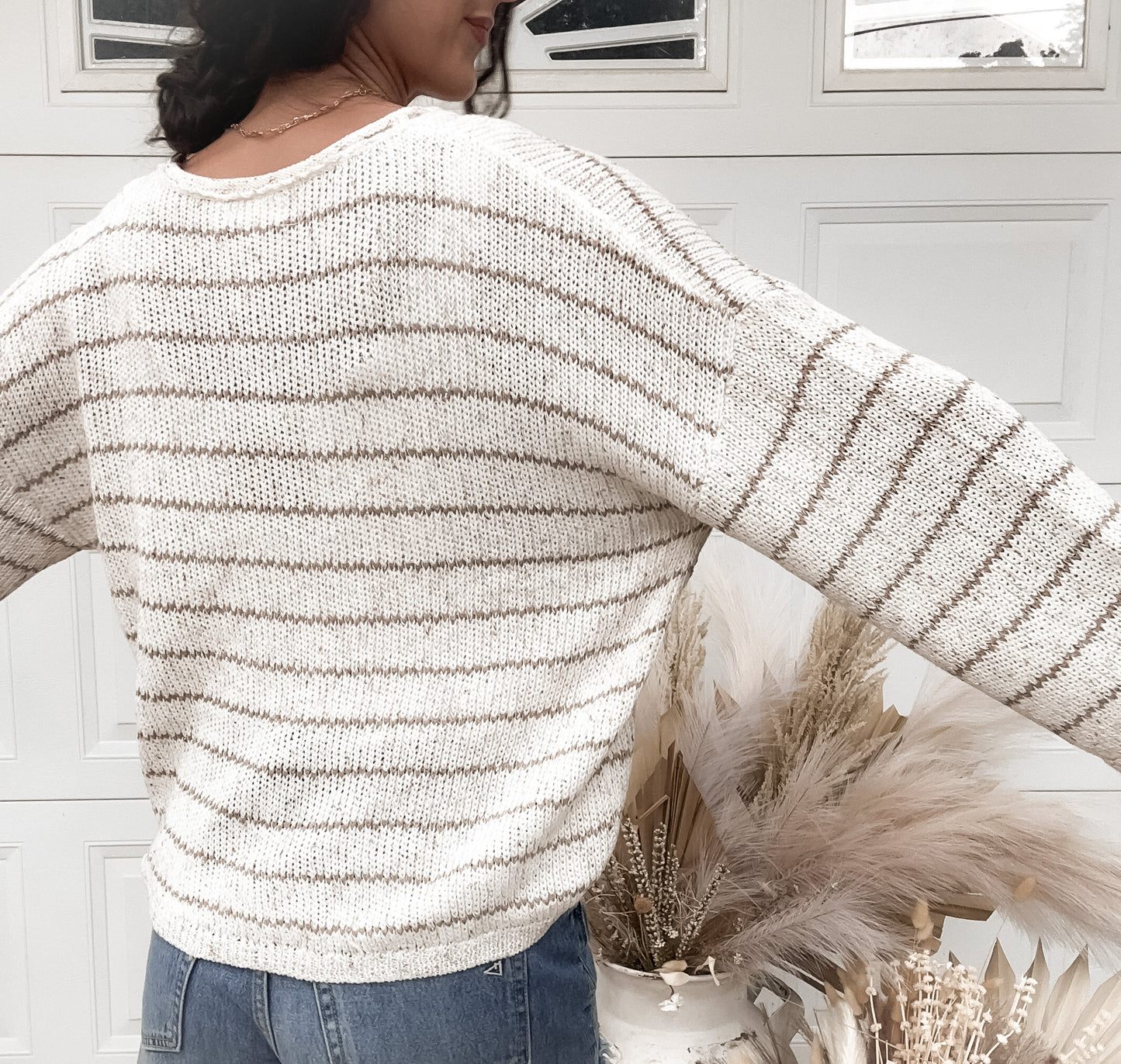Striped Knit Sweater - Ivory