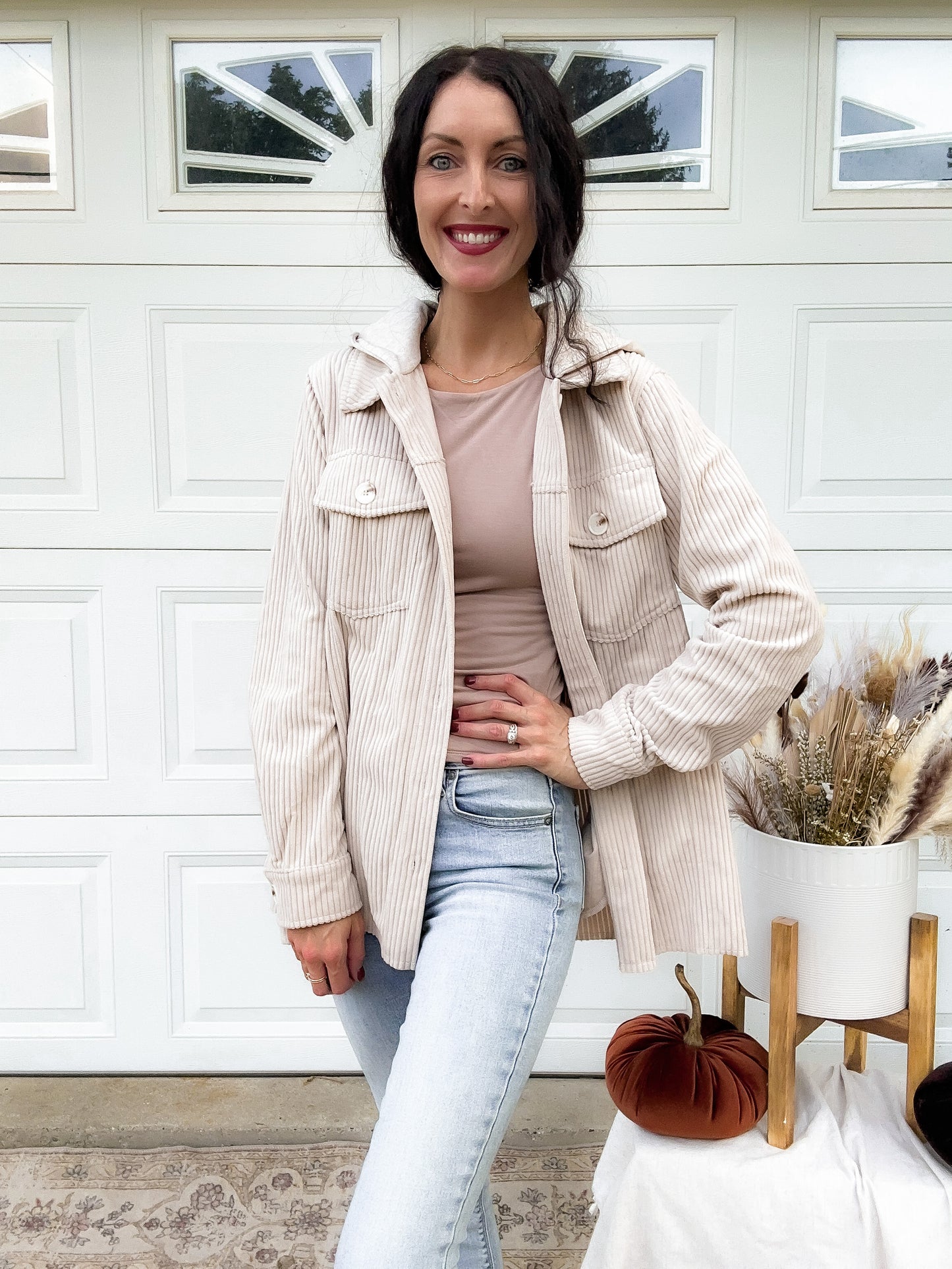 Corduroy Shacket With Hood