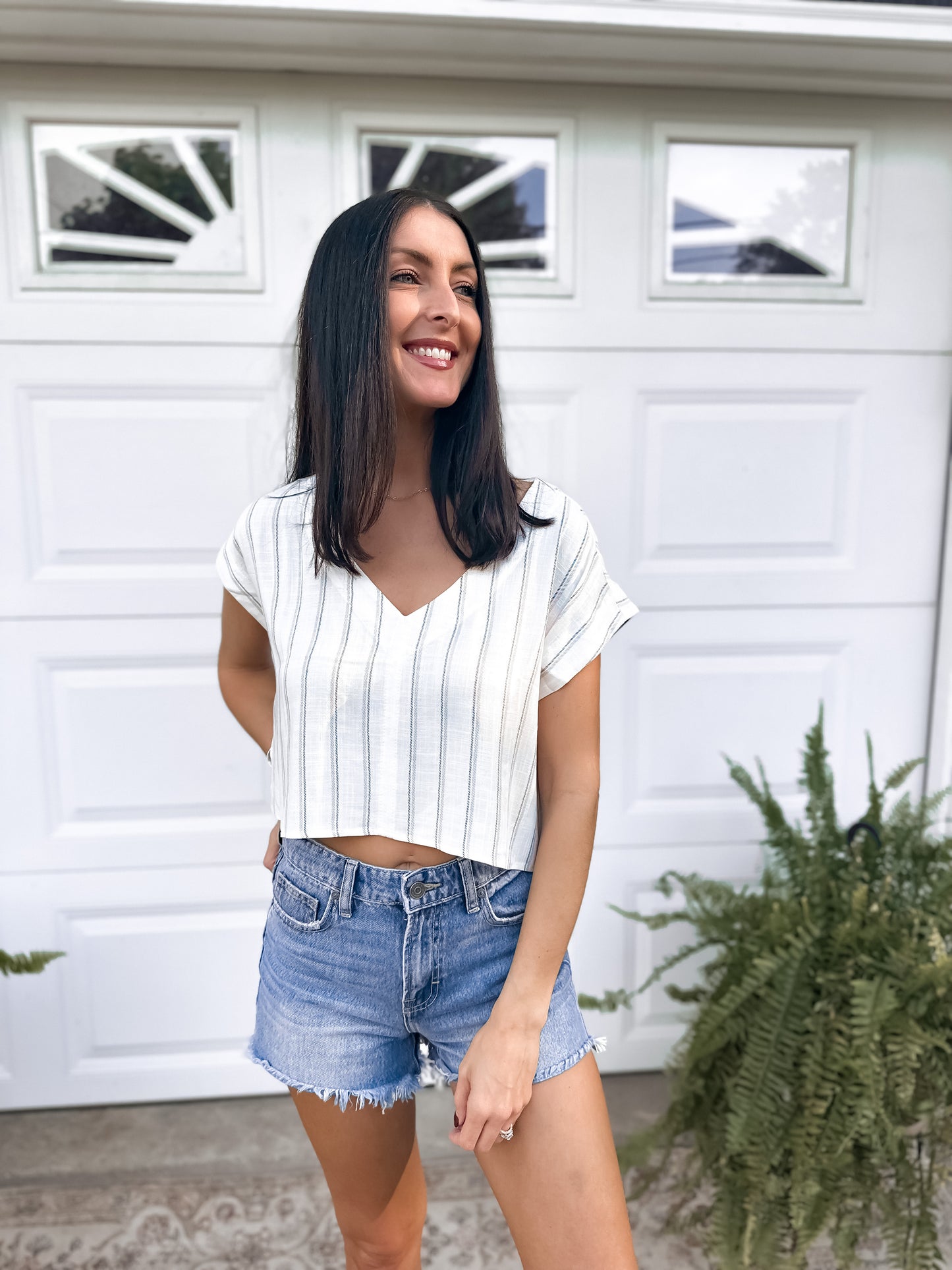 Striped Woven Boxy Top