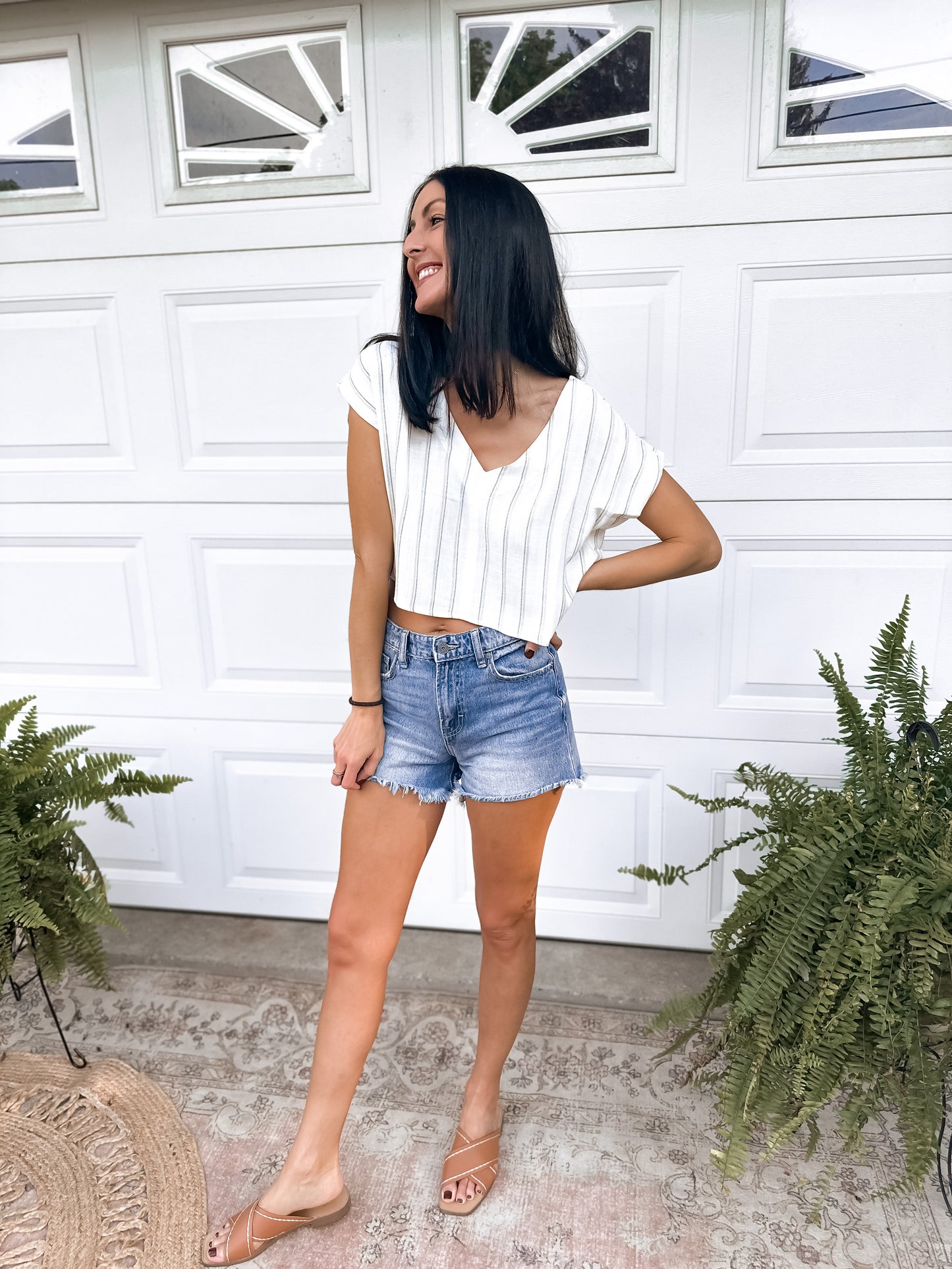 Striped Woven Boxy Top