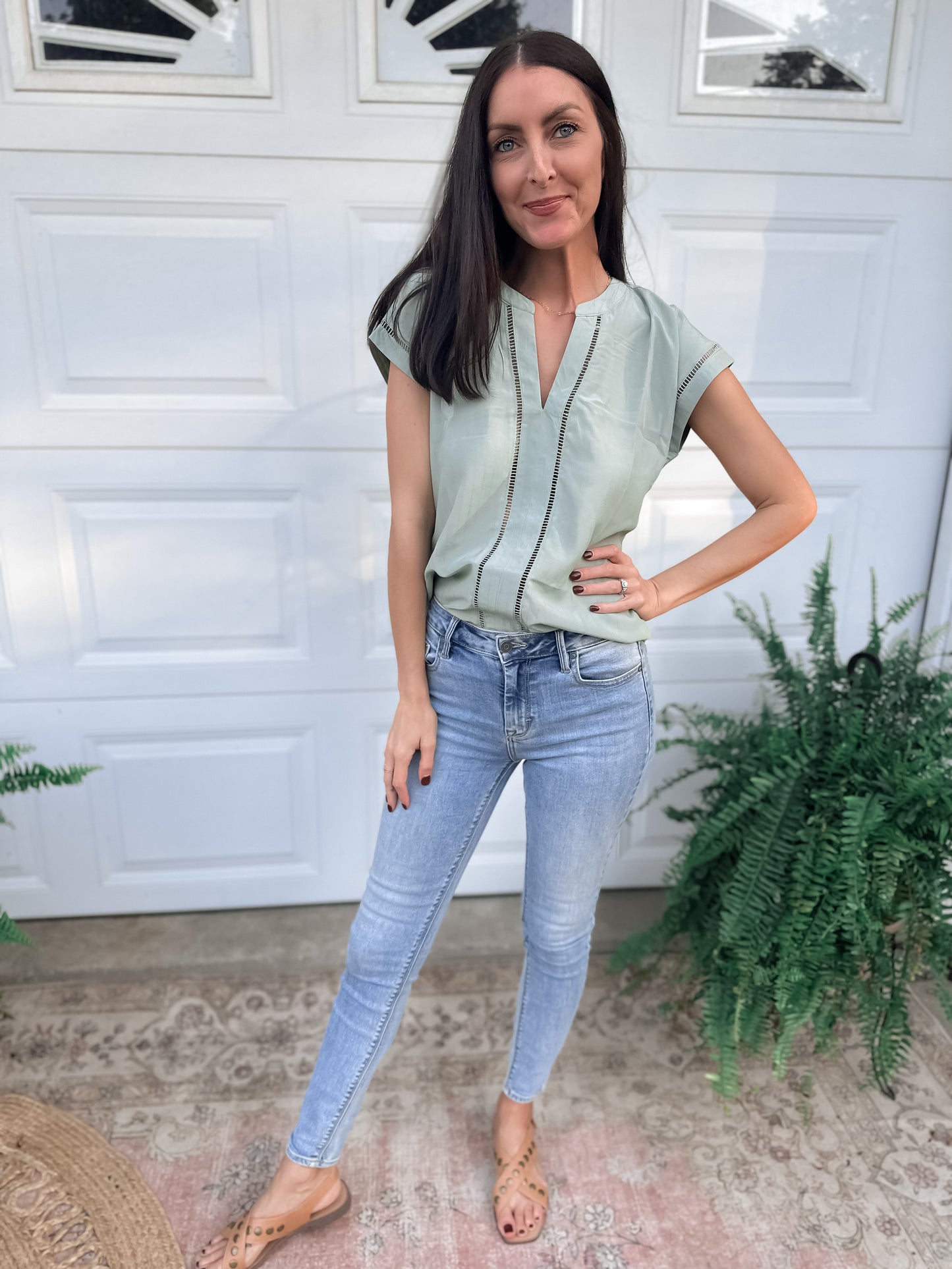Pale Sage Blouse Top