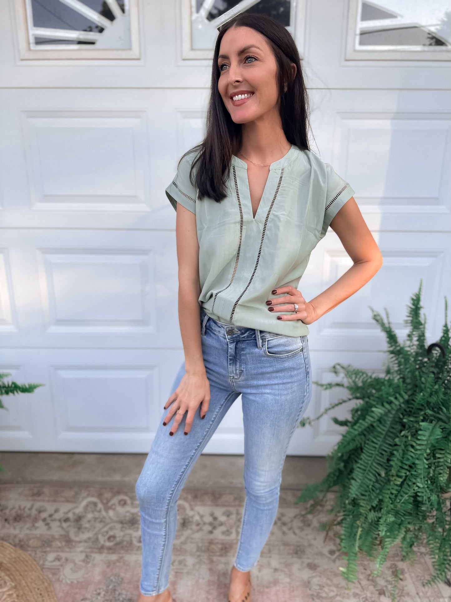 Pale Sage Blouse Top