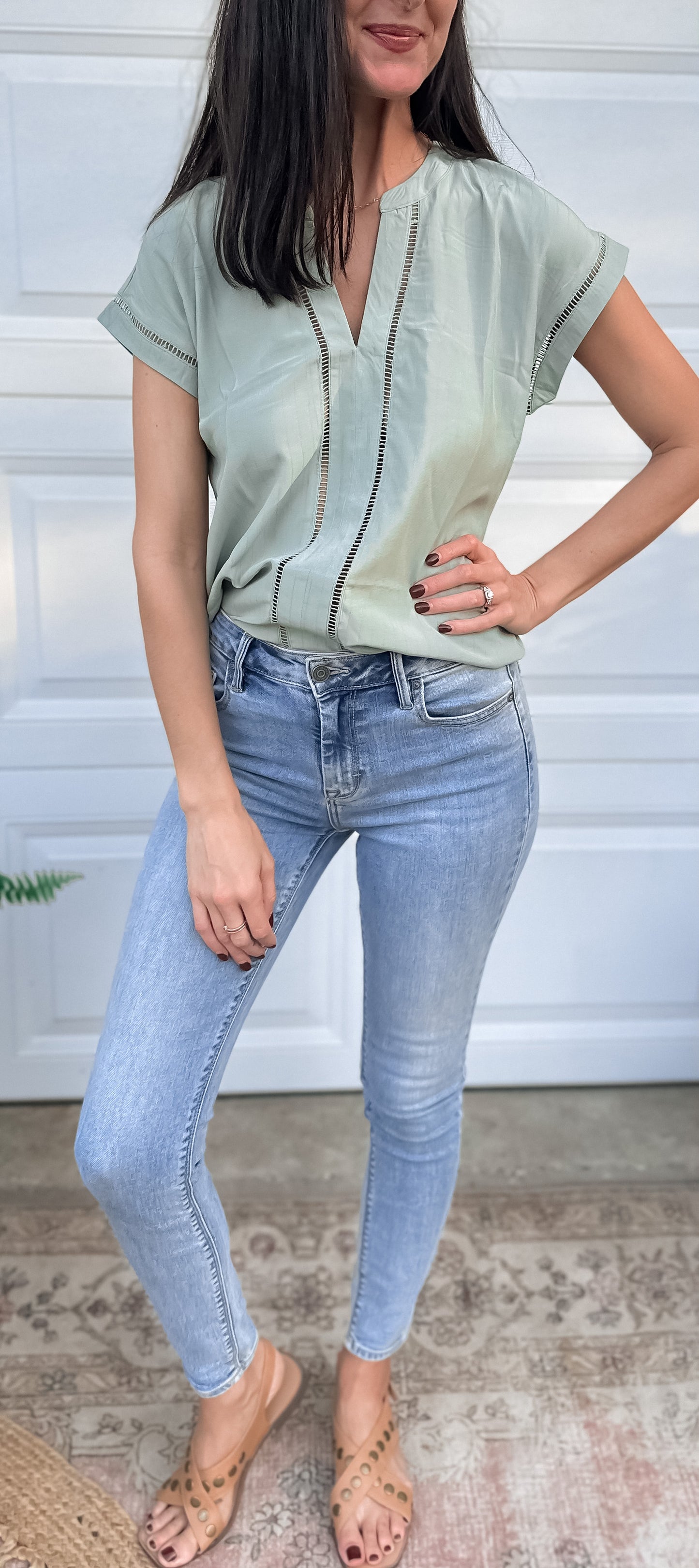 Pale Sage Blouse Top
