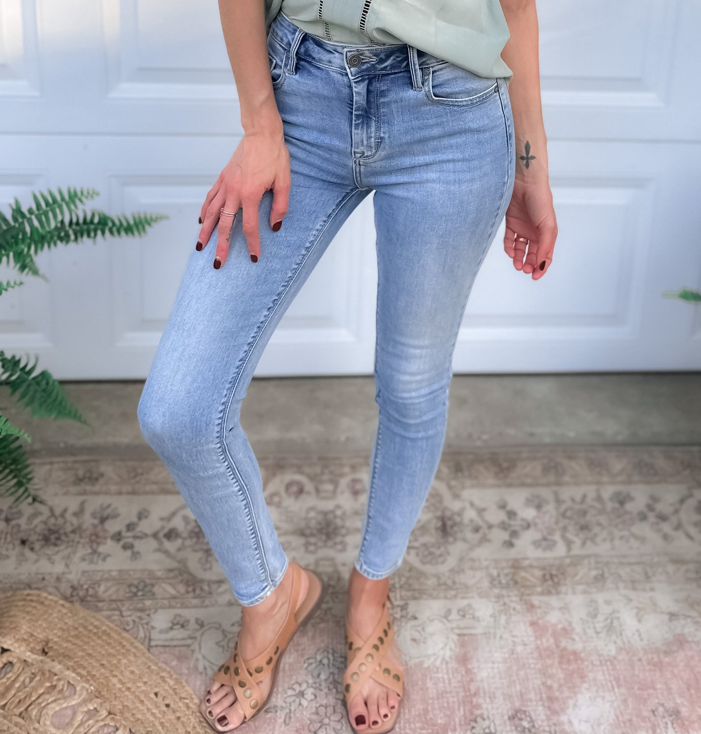 Studded Cross Band Sandal - Tan