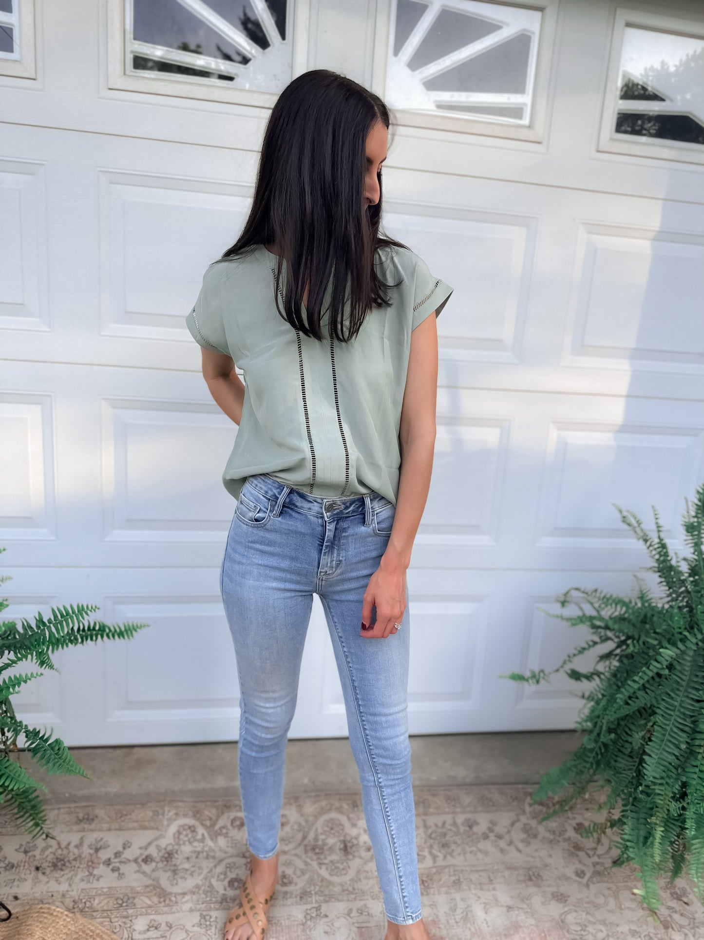 Pale Sage Blouse Top