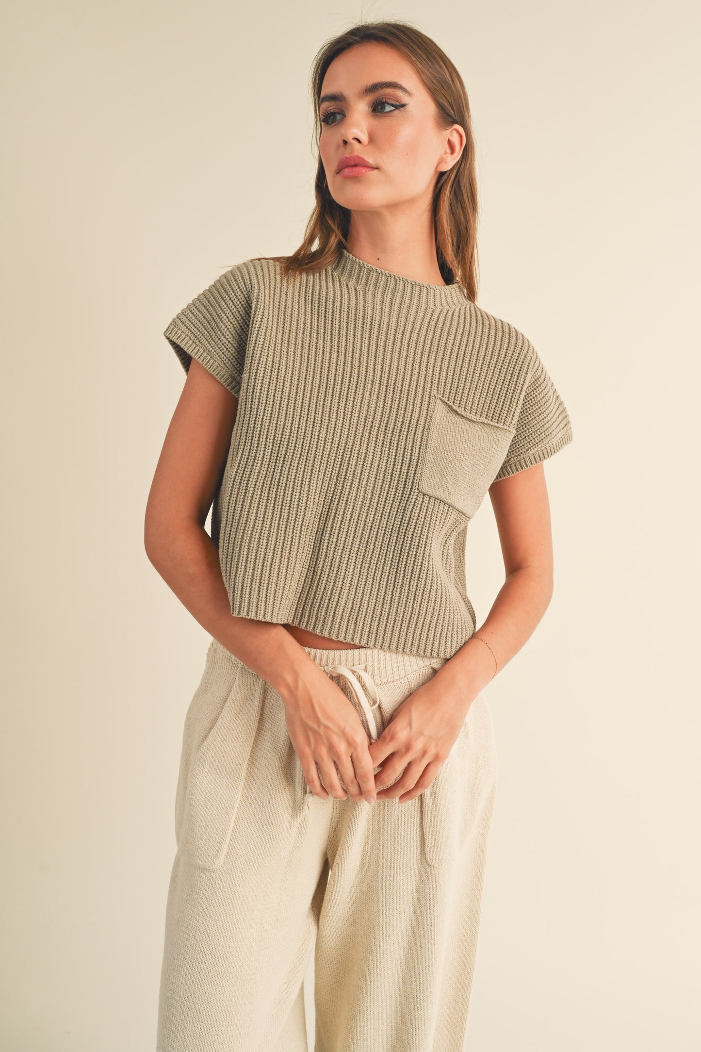 Stevie Sweater Knit Top - Olive