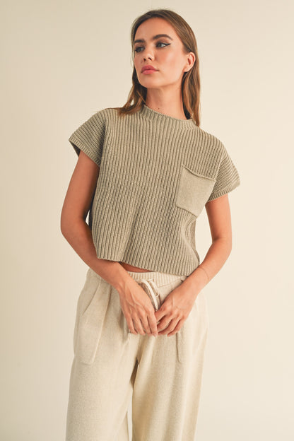 Stevie Sweater Knit Top - Olive