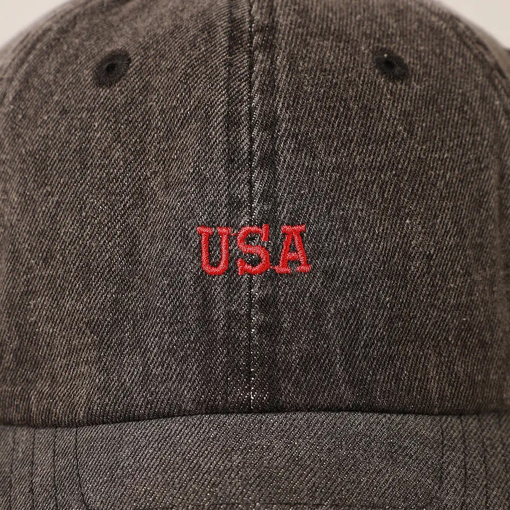 USA Embroidered Hat - Black