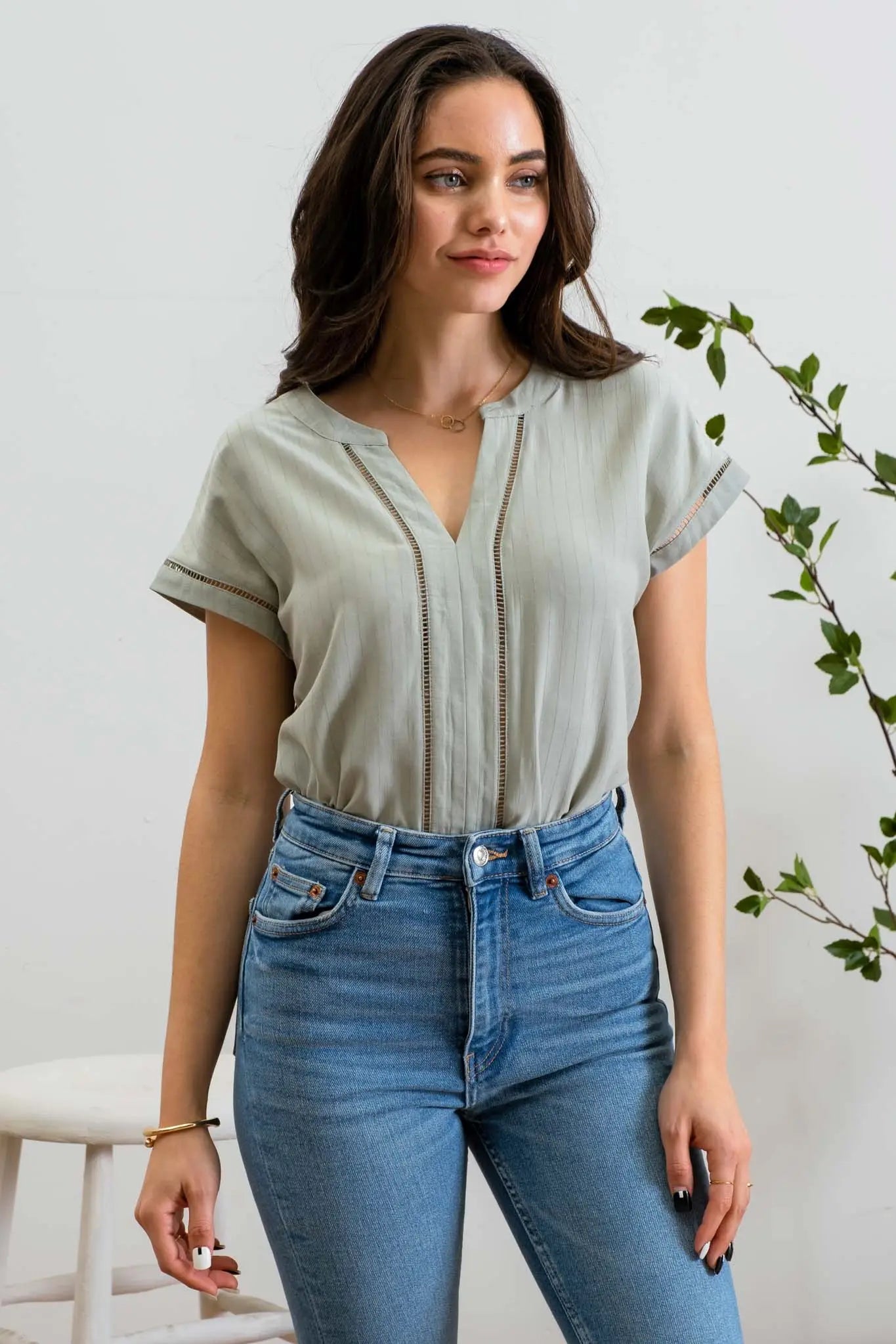 Pale Sage Blouse Top