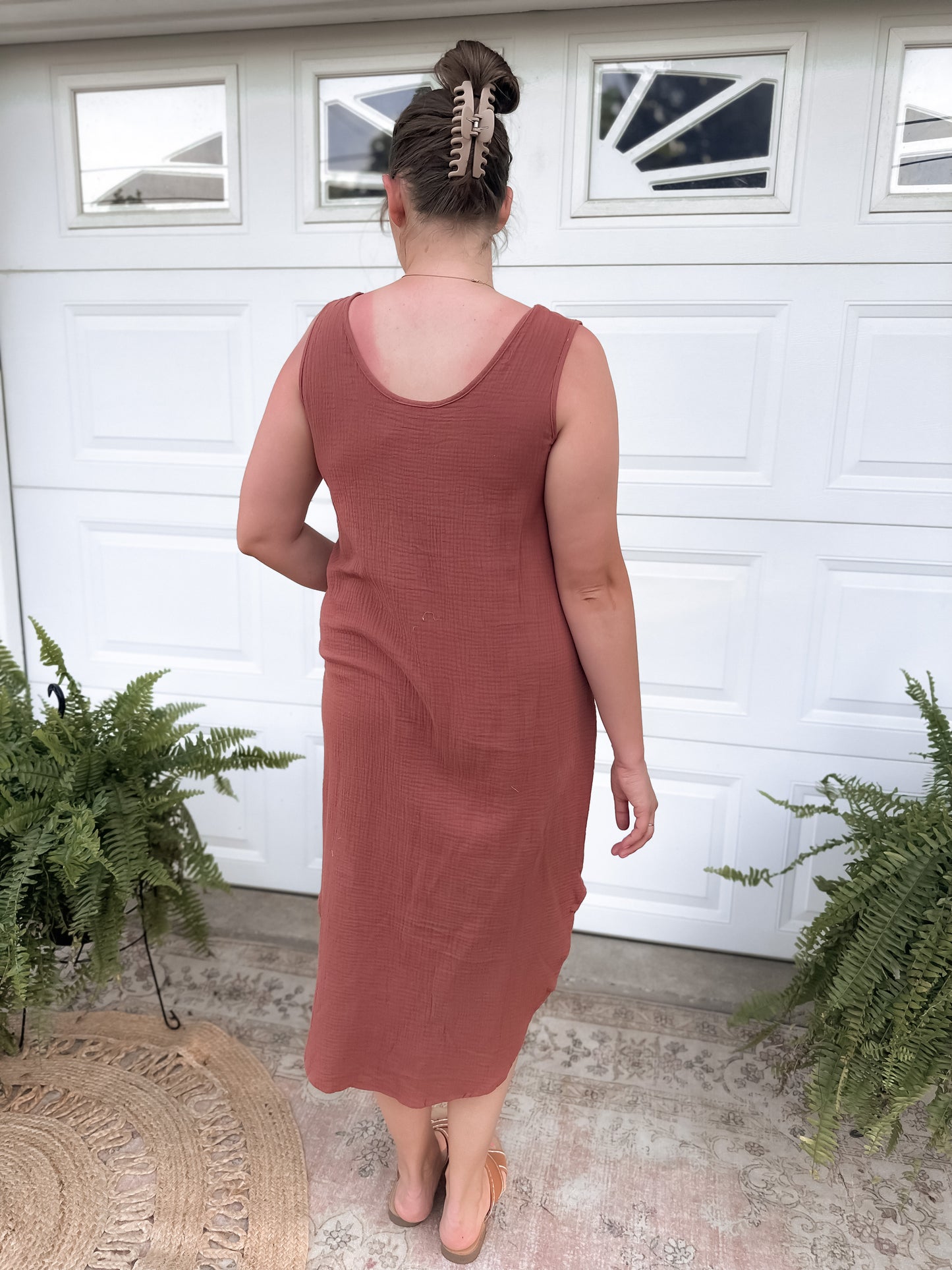 Dylan Tank Gauze Dress - Terracotta