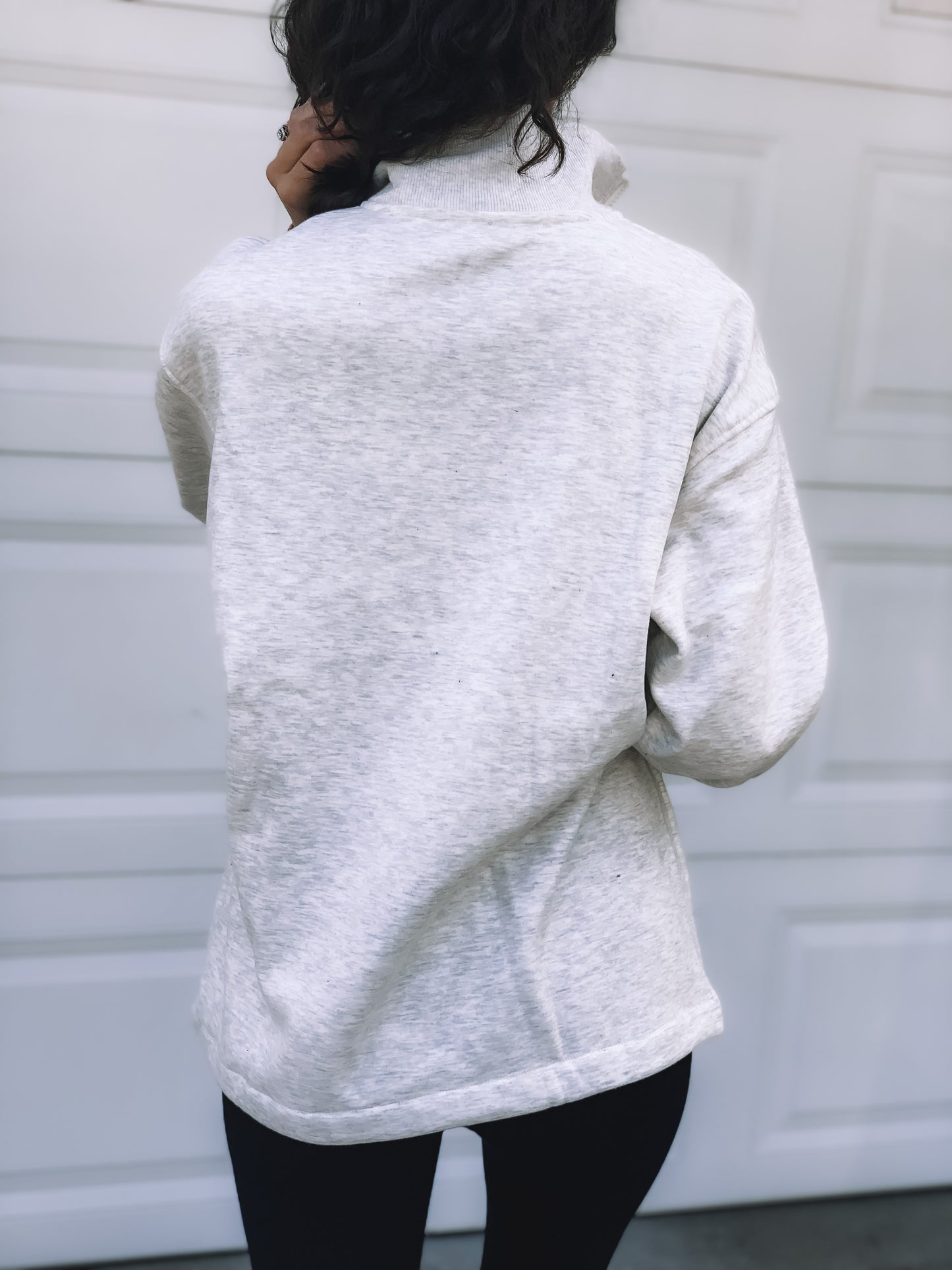 Quarter Zip Drawstring Pullover - Heather Grey
