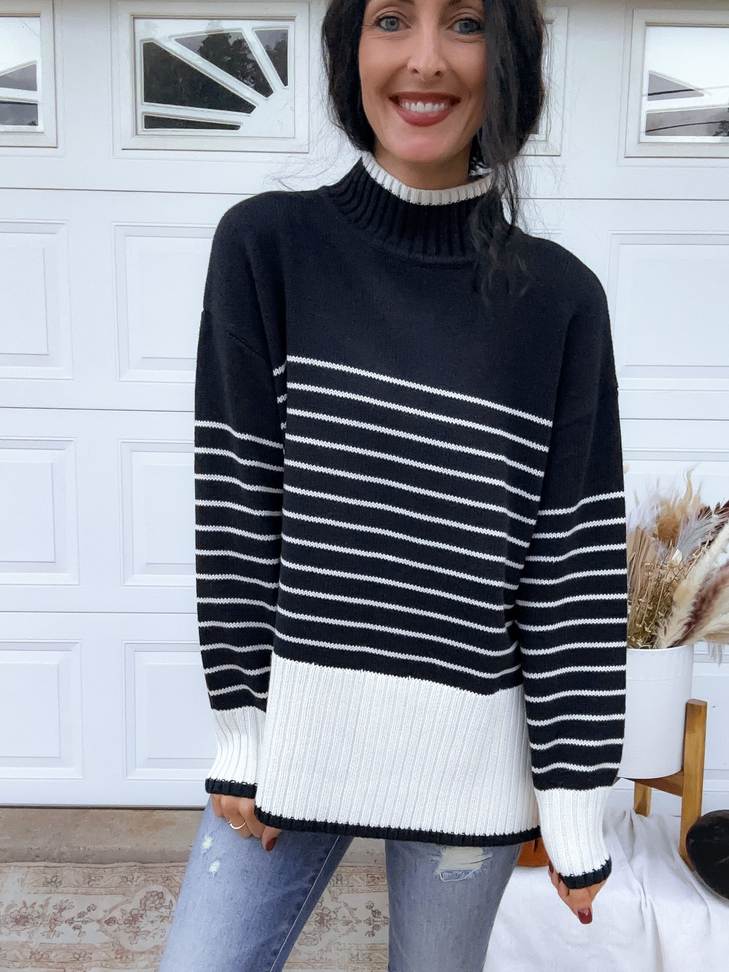 Stripe Sweater - Black + White