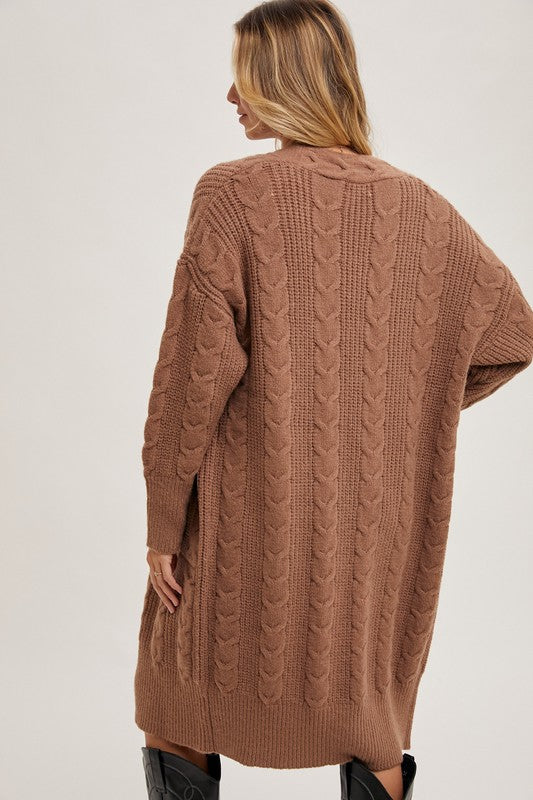 Kennedy Cable Knit Cardigan - Mocha