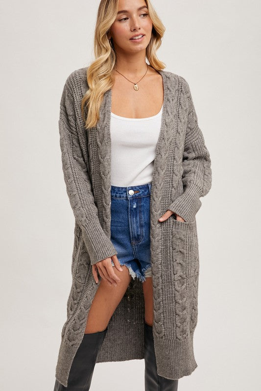 Kennedy Cable Knit Cardigan - Grey