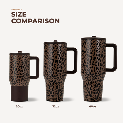 Brown Leopard HydroJug 20 oz Traveler Tumbler