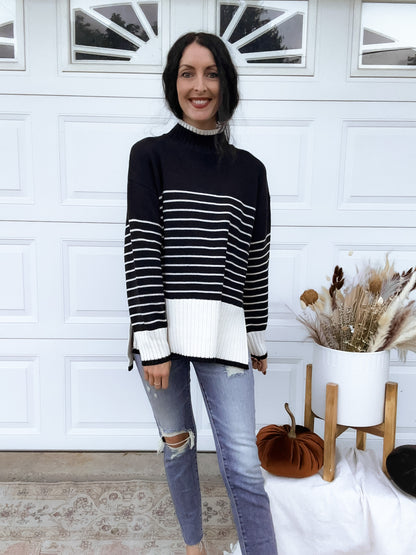 Stripe Sweater - Black + White