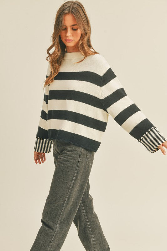 Sloane Striped Sweater - Black